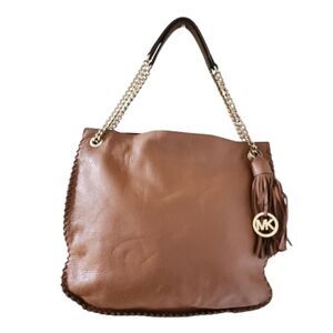 MICHAEL KORS Whipped Chelsea Leather Shoulder Bag Purse Handbag Acorn